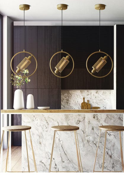 CHITA Industrial Mesh Vintage Gold Finish Pendant-Ceiling Light Fixtures-Lectory